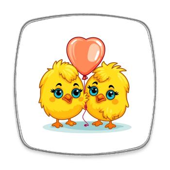 Chicks Kawaii Cartoon Pet Playing With Balloons - Square fridge magnet - white - Front
