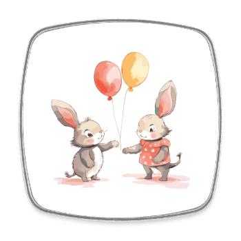 Lapins Kawaii Cartoon Pet Jouant Avec Des Ballons - Magnet carré - blanc - Devant