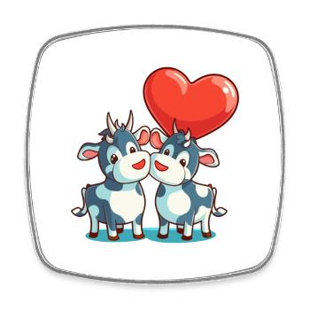 Kuh, Kawaii, Karikatur, Haustier, Spielender, Mit, Balloons - Viereckiger Kühlschrankmagnet - Weiß - Vorne