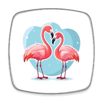 Flamingos, Kawaii, Karikatur, Haustier, Spielender, Mit, Balloons - Viereckiger Kühlschrankmagnet - Weiß - Vorne