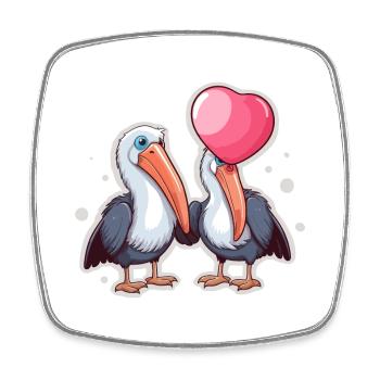 Pelicans Kawaii Cartoon Haustier spielt mit Luftballons - Viereckiger Kühlschrankmagnet - Weiß - Vorne
