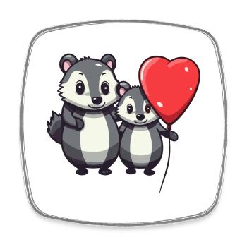 Dachse Kawaii Cartoon Haustier spielt mit Luftballons - Viereckiger Kühlschrankmagnet - Weiß - Vorne