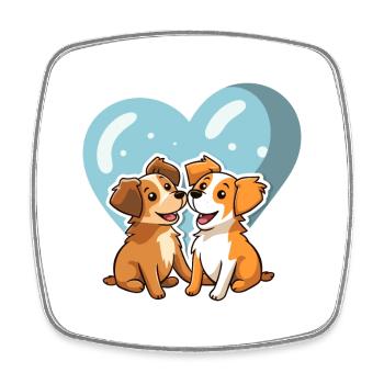 Chien Kawaii Cartoon Pet Jouant Avec Des Ballons - Magnet carré - blanc - Devant