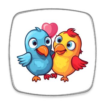 Vögel Kawaii Cartoon Haustier spielt mit Luftballons - Viereckiger Kühlschrankmagnet - Weiß - Vorne