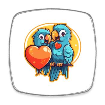Perroquets Kawaii Cartoon Pet Jouant Avec Des Ballons - Magnet carré - blanc - Devant