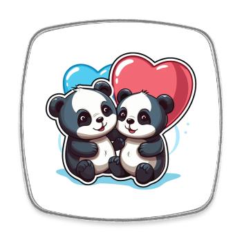 Panda Kawaii Cartoon Pet Playing With Balloons - Square fridge magnet - white - Front