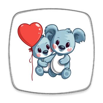 Koala Kawaii Cartoon Pet Playing With Balloons - Square fridge magnet - white - Front