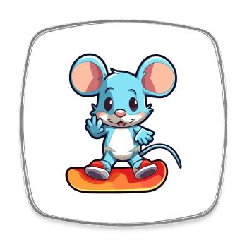 Lustige Maus Kawaii Cartoon Haustier spielt Skateboard - Viereckiger Kühlschrankmagnet - Weiß - Vorne
