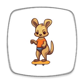 Drôle Kangourou Kawaii Cartoon Jouer Skateboard - Magnet carré - blanc - Devant