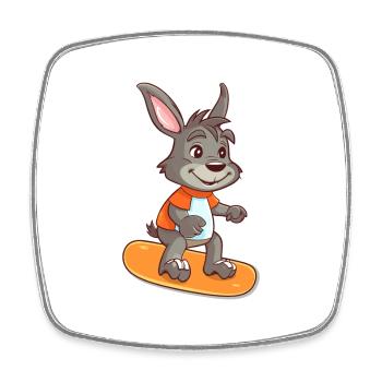 Funny Donkey Kawaii Cartoon Pet Jouant Skateboard - Magnet carré - blanc - Devant