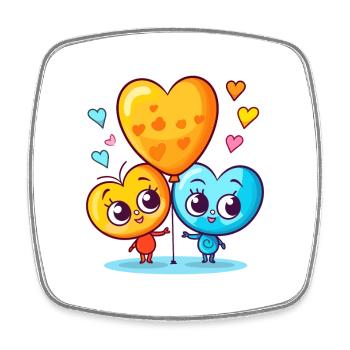 Butterflies Kawaii Cartoon Playing With Balloons - Square fridge magnet - white - Front