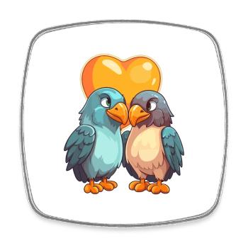 Eagles Kawaii Cartoon Haustier spielt mit Luftballons - Viereckiger Kühlschrankmagnet - Weiß - Vorne
