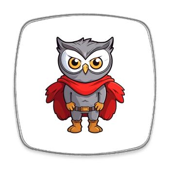 Superhero Funny Owl Kawaii Cartoon Animal Pet - Square fridge magnet - white - Front