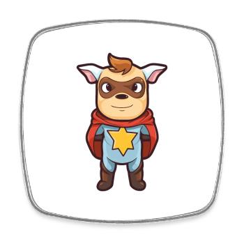 Superhero Funny Cow Kawaii Cartoon Animal Pet - Square fridge magnet - white - Front