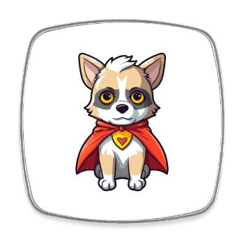Super-héros Drôle Chien Kawaii Dessin Animé Animal De Compagnie - Magnet carré - blanc - Devant