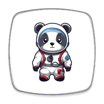 Astronaut Lustiger Panda Kawaii Cartoon Tier Haustier - Viereckiger Kühlschrankmagnet - Weiß - Vorne