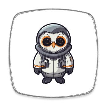 Astronaut Funny Owl Kawaii Cartoon Animal Pet - Square fridge magnet - white - Front