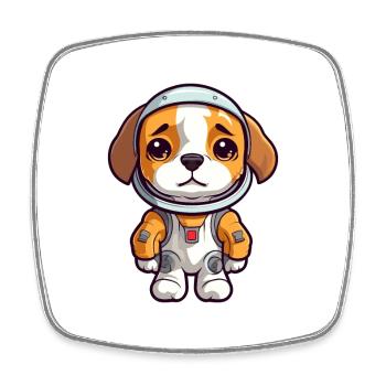Astronaut Funny Dog Kawaii Cartoon Animal Pet - Square fridge magnet - white - Front