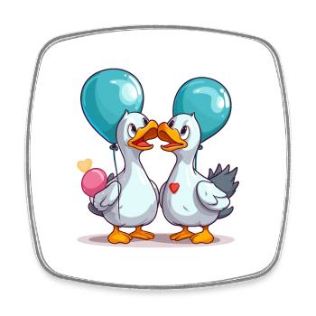Gooses Kawaii Cartoon Pet Playing With Balloons - Square fridge magnet - white - Front