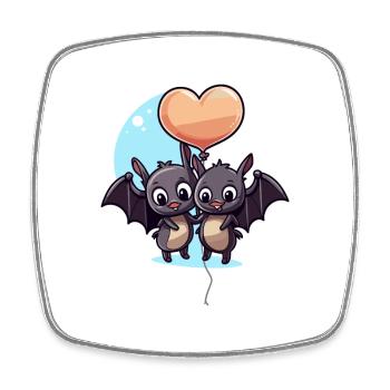 Fledermäuse Kawaii Cartoon Haustier spielt mit Luftballons - Viereckiger Kühlschrankmagnet - Weiß - Vorne