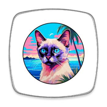 Balinese Cat Breed Watercolor Cartoon Kawaii Pet - Square fridge magnet - white - Front