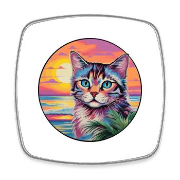 Australian Mist Cat Aquarelle Dessin animé Kawaii - Magnet carré - blanc - Devant