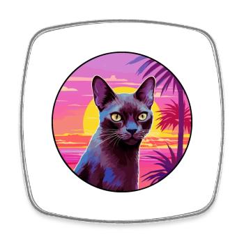 Burmaische Katze Rasse Aquarell Karikatur Kawaii Haustier - Viereckiger Kühlschrankmagnet - Weiß - Vorne
