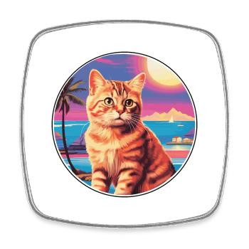 Amerikanische Polydactyl Katze Aquarell Karikatur Kawaii - Viereckiger Kühlschrankmagnet - Weiß - Vorne