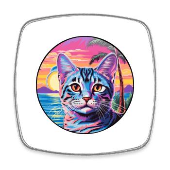 Dessin animé aquarelle chat American Shorthair Kawaii - Magnet carré - blanc - Devant