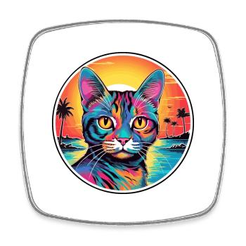 Brasilianische Kurzhaarkatze Aquarell-Cartoon Kawaii - Viereckiger Kühlschrankmagnet - Weiß - Vorne