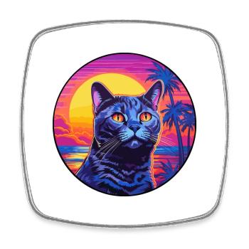 Chartreux Cat Breed Watercolor Cartoon Kawaii Pet - Square fridge magnet - white - Front