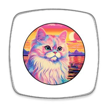 Colorpoint chat persan aquarelle dessin animé Kawaii - Magnet carré - blanc - Devant