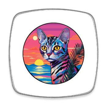 Egyptian Mau Cat Breed Watercolor Cartoon Kawaii - Square fridge magnet - white - Front