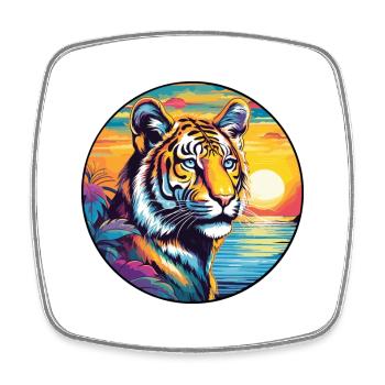 Liger Hybrid Löwe Tiger Katze Aquarell Cartoon Haustier - Viereckiger Kühlschrankmagnet - Weiß - Vorne