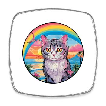 Selkirk Rex Katzenrasse Aquarell Cartoon Kawaii - Viereckiger Kühlschrankmagnet - Weiß - Vorne