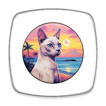 Tonkinois Chat Race Aquarelle Dessin Animé Kawaii Animal De Compagnie - Magnet carré - blanc - Devant