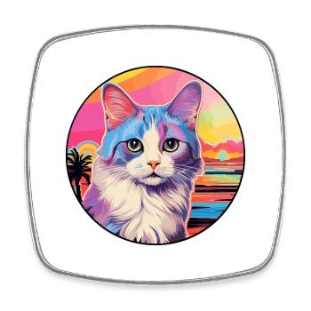 Verdünnte Kattunkatze Rasse Aquarell Karikatur Kawaii - Viereckiger Kühlschrankmagnet - Weiß - Vorne