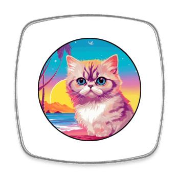 Exotische Kurzhaarkatze Aquarell Cartoon Kawaii - Viereckiger Kühlschrankmagnet - Weiß - Vorne