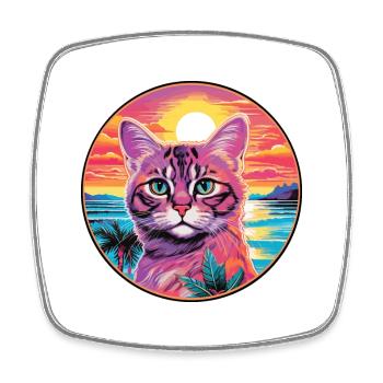 Race de chat javanais aquarelle dessin animé Kawaii animal de compagnie - Magnet carré - blanc - Devant
