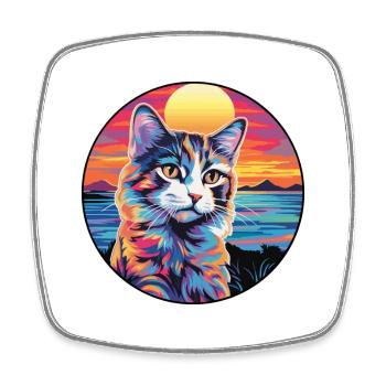Ragamuffin Chat Race Aquarelle Dessin animé Kawaii Animal de compagnie - Magnet carré - blanc - Devant