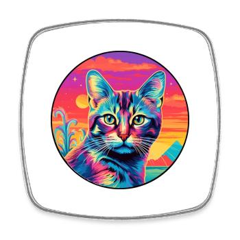 Pixie Bob Cat Breed Watercolor Cartoon Kawaii Pet - Square fridge magnet - white - Front