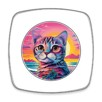 Singapura Katze Rasse Aquarell Karikatur Kawaii Haustier - Viereckiger Kühlschrankmagnet - Weiß - Vorne