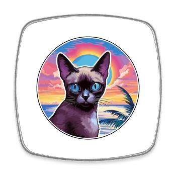 Siamkatze Rasse Aquarell Karikatur Kawaii Haustier - Viereckiger Kühlschrankmagnet - Weiß - Vorne