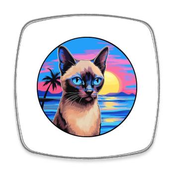 Siam Kurzhaarkatze Aquarell Cartoon Kawaii - Viereckiger Kühlschrankmagnet - Weiß - Vorne