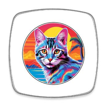 Europäisch Kurzhaar Katze Aquarell Karikatur Kawaii - Viereckiger Kühlschrankmagnet - Weiß - Vorne