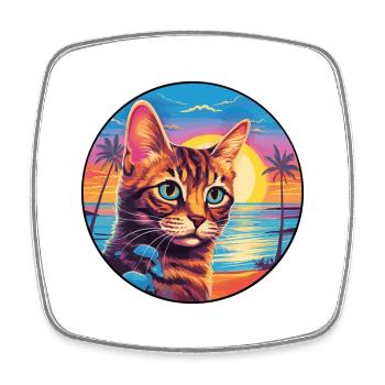 Havanna Braun Katze Rasse Aquarell Karikatur Kawaii - Viereckiger Kühlschrankmagnet - Weiß - Vorne