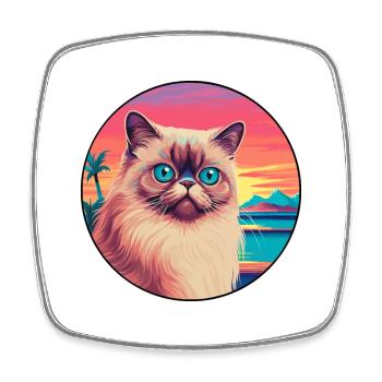 Himalayan Cat Breed Watercolor Cartoon Kawaii Pet - Square fridge magnet - white - Front