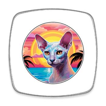 Peterbald Chat Race Aquarelle Dessin animé Kawaii Animal de compagnie - Magnet carré - blanc - Devant