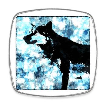 Silhouette de loup Aquarelles - Magnet carré - blanc - Devant