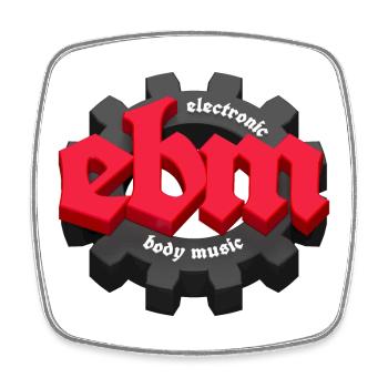 EBM Electronic Body Music mit Zahnrad rot - Viereckiger Kühlschrankmagnet - Weiß - Vorne